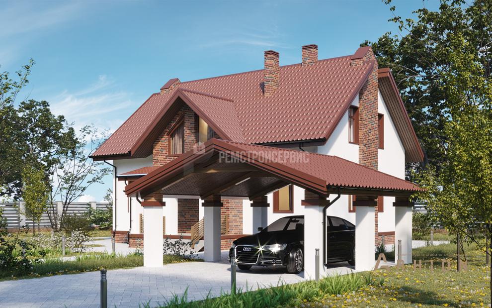 2. Проект одноэтажного дома в европейском стиле с многоскатной кровлей, t-86-01, площадью - 181 кв c мансардой, терассой